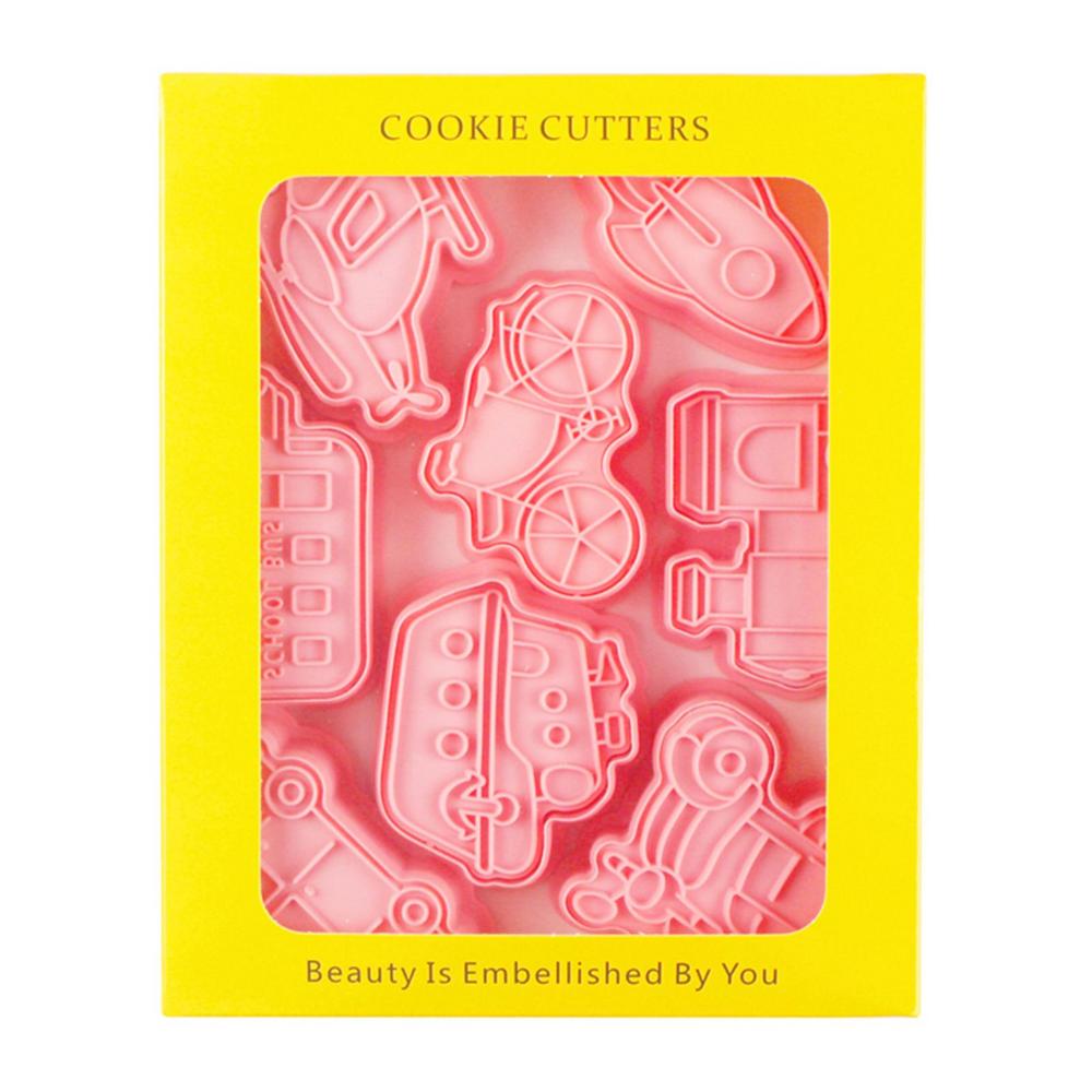 Travel Theme Cookie Cutter 8X Cartoon Cookie Embossing Dies Cake Decorating Tools Pastry Stamp For Homemade Snacks