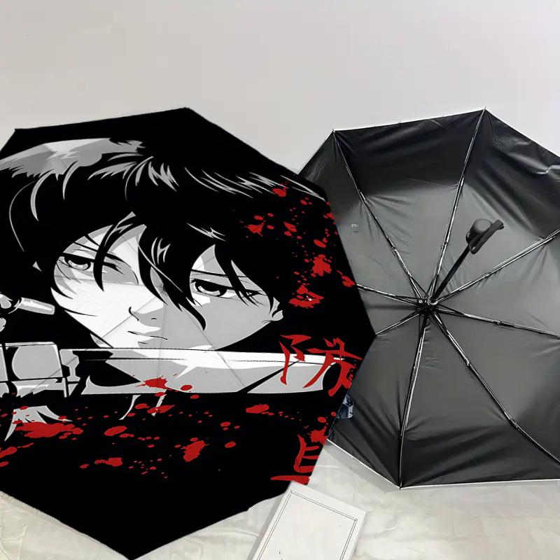1PC Sword Blood Automatic Open/Close Umbrella with Windproof, 8-Rib Sturdy Canopy, Durable Ribs, Fashionable Design, Outdoor Accessory, Fun Prin, Holi
