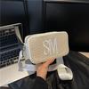 Personalized Fashion Trend 2025 Straw Casual Versatile Niche Letter Small Square Bag Wide Shoulder Strap Popular Shoulder Crossbody Bag