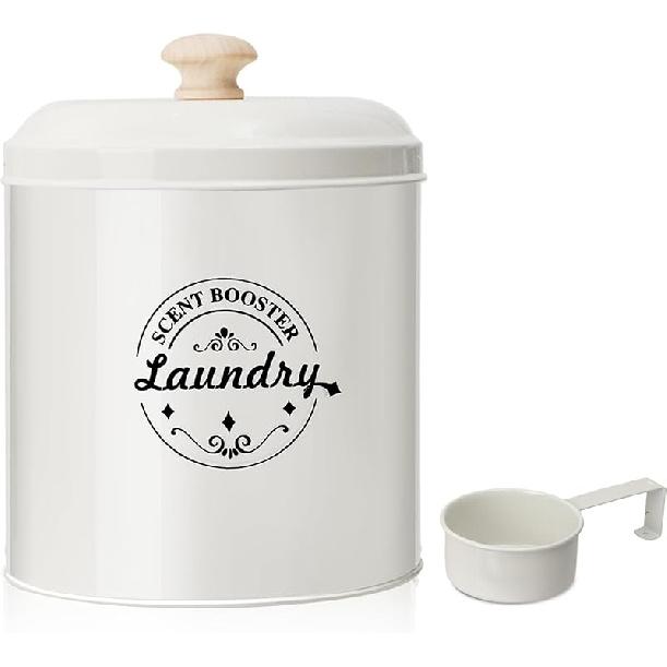 Laundry Scent Booster Beads Dispenser Container for Laundry Room Organization. Laundry Containers for Organizing with Lid. Metal Farmhouse Laundry кремовый