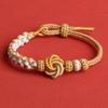 Bracciale Mandala Nodo Chang Rosa Fatto a Mano - Portafortuna Fai da Te Accessorio Gioiello con Corda Intrecciata