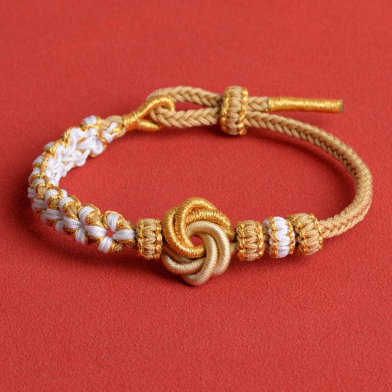 Bracciale Mandala Nodo Chang Rosa Fatto a Mano - Portafortuna Fai da Te Accessorio Gioiello con Corda Intrecciata
