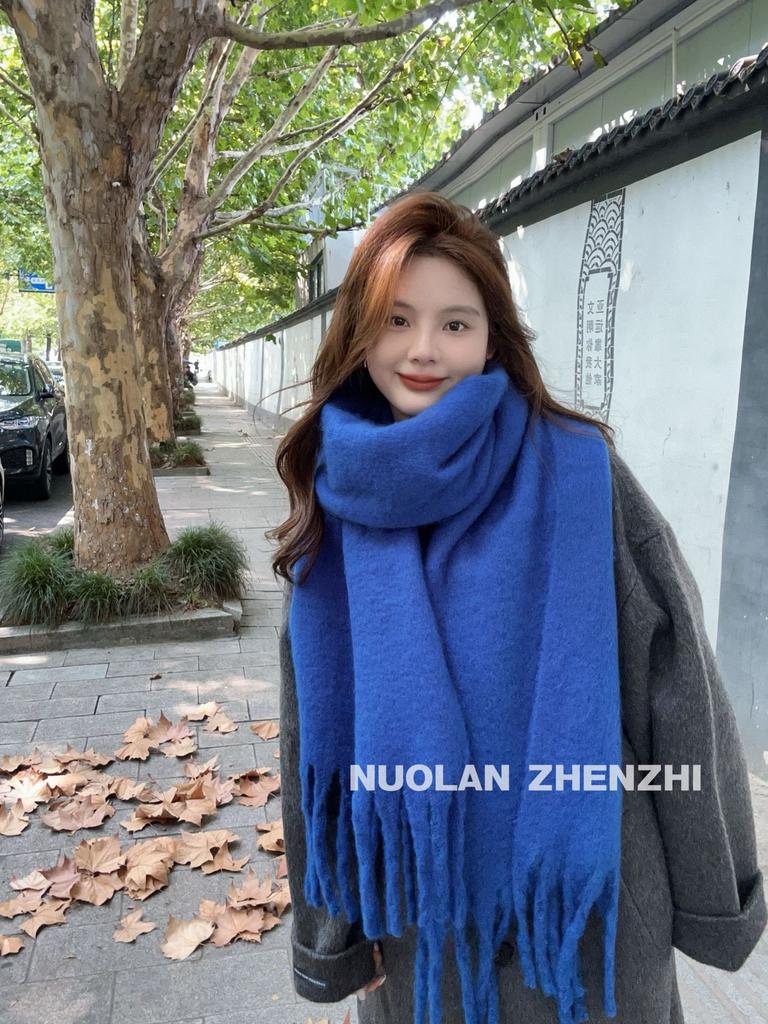 Korean Solid Color Versatile Imitation Cashmere Scarf Female Winter Student Warm Thickened Scarf Popular Scarf Collection Wholesale