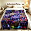 Elefanten-Thema Weiche Decke Personalisierter Benutzerdefinierter Name Textdruck Warme Decke Zuhause Sofa Schlafzimmer Dekoration