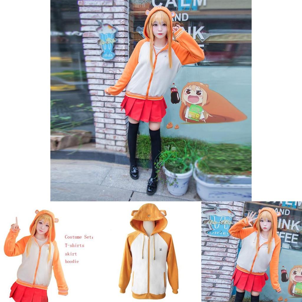 Adorable Himouto! Umaru-chan Doma Hoodie Cosplay Costume Jacket And Skirt Set Outfit
