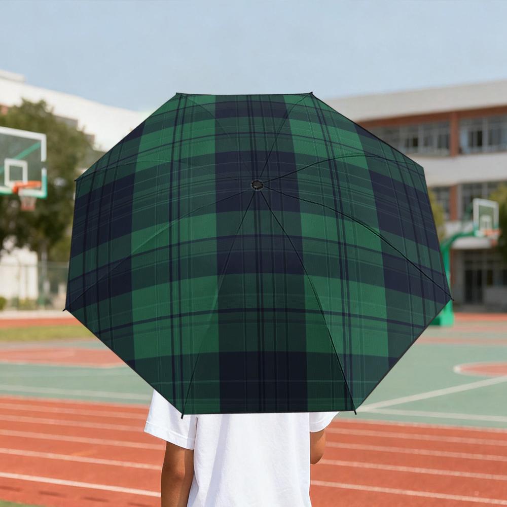 

1pc Open/Close Green & Black Plaid Umbrella - Blocking, 8-Rib Heavy-Duty Frame, Compact Folding Portable for /, Lightweight Ha (as the picture,Iron&8K)
