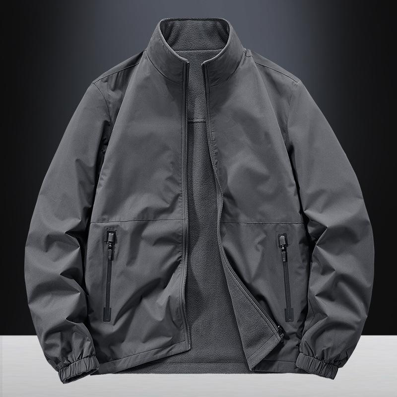 Autumn and Winter New Men's Double-sided Thickened Jacket Middle-aged and Young People Stand-up Collar Loose Large-size Top