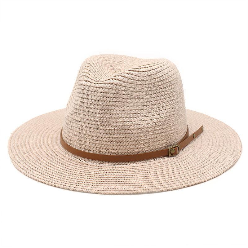 Hot Summer Sunscreen Outdoor Shade Panama Hat White Flat-brimmed Retro Jazz Top Hat Men's and Women's Hats