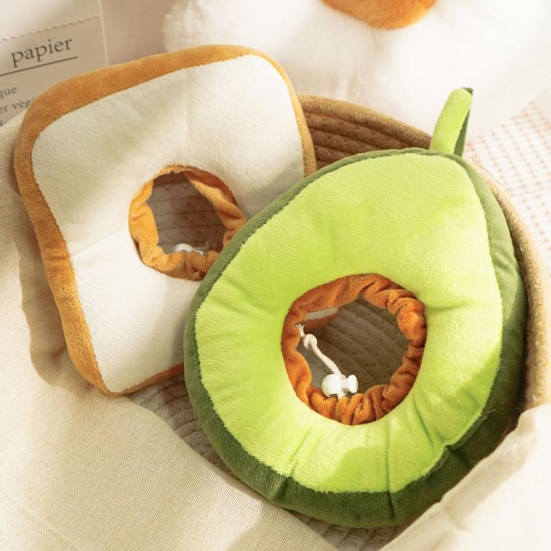 Soft Adjustable Toast Avocado Shaped Cotton Pet Elizabethan Pet Collar Wound Healing Collar Prevent Bite Neck Ring Pet Supplies