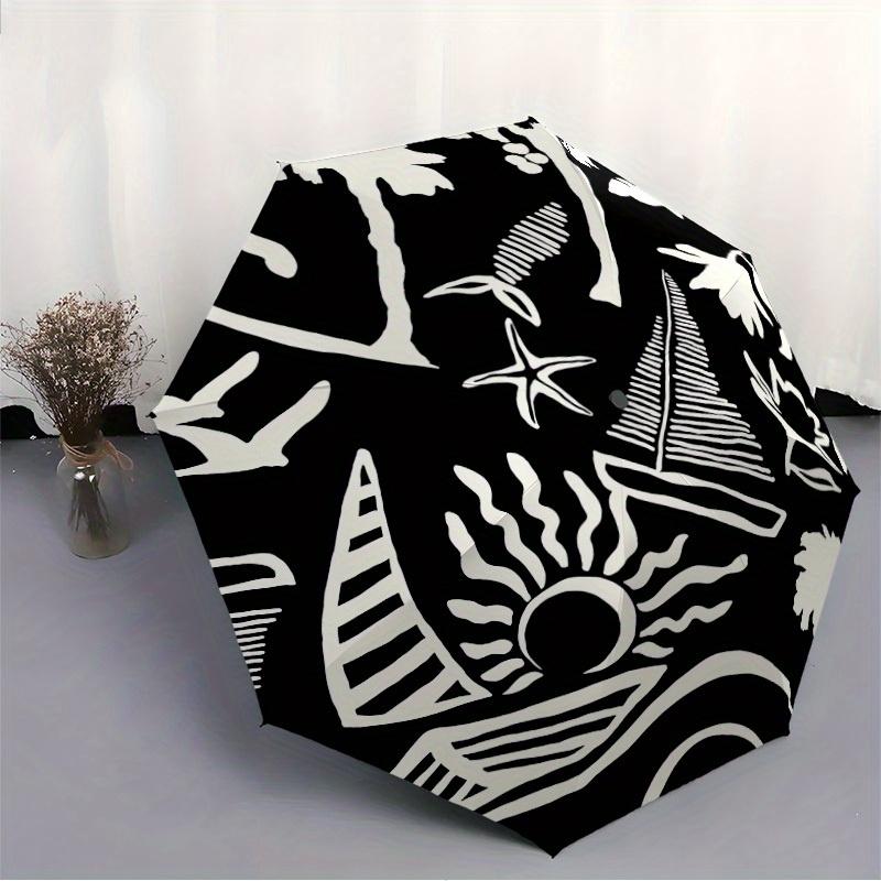 1pc Sailboat Sun Automatic Open/Close Umbrella with One Touch Button,, Windproof Design   Lightweight Portable Umbrella for Women & Men6109