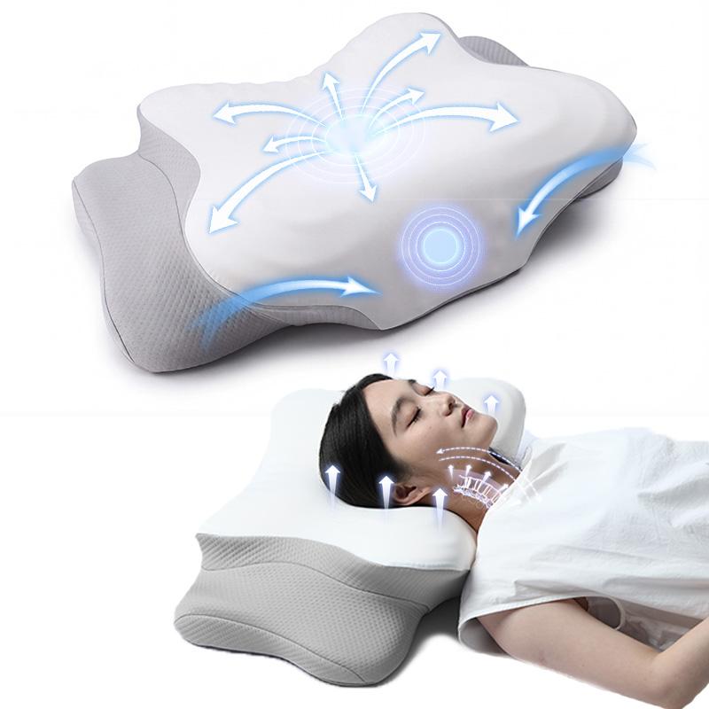 Neck Pillow for Back and Side Sleepers, Memory Foam Pillow, Cooling Removable Pillowcase, Breathable, Ergonomic Neck Support