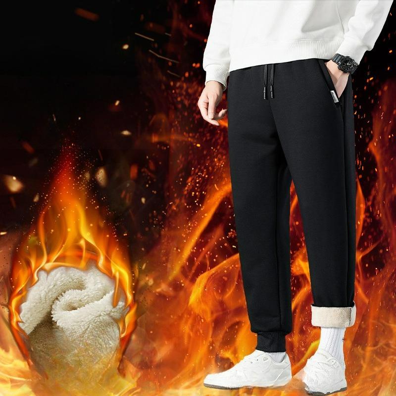 Lamb Velvet Plus Velvet Thickened Sweatpants Men's Autumn and Winter Casual Pants Men's Loose Straight Sports Pants