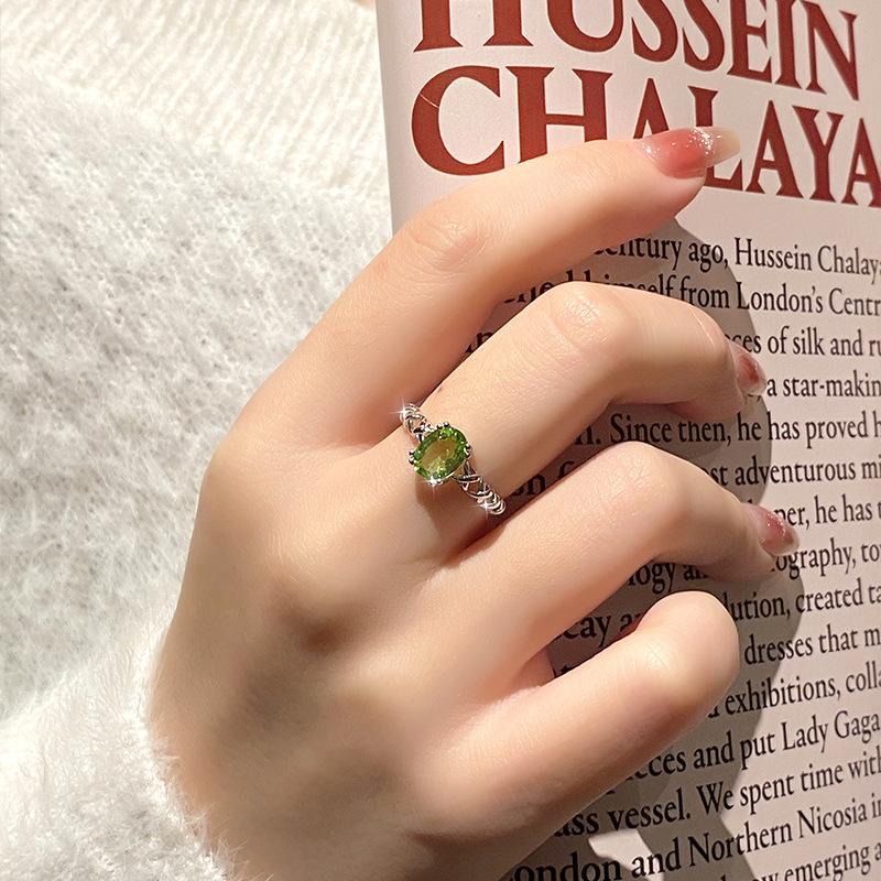 Natural Topaz Ring S925 Silver Inlaid Simple Daily Versatile Women's Colorful Treasure Large Particle Hand Jewelry Gift