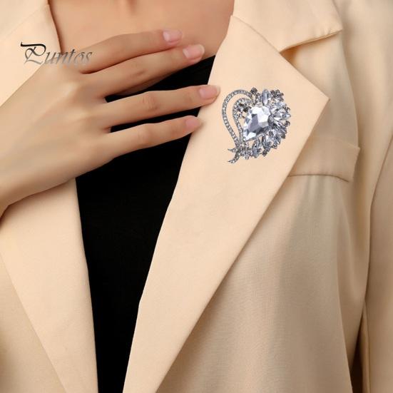 Yaratıcı Parlayan Rhinestones Cam Kakma Broş Kalp Şekli Ceket Yaka Pin Elbise Şal Şapka Eşarp Rozeti Ceket Aksesuarları