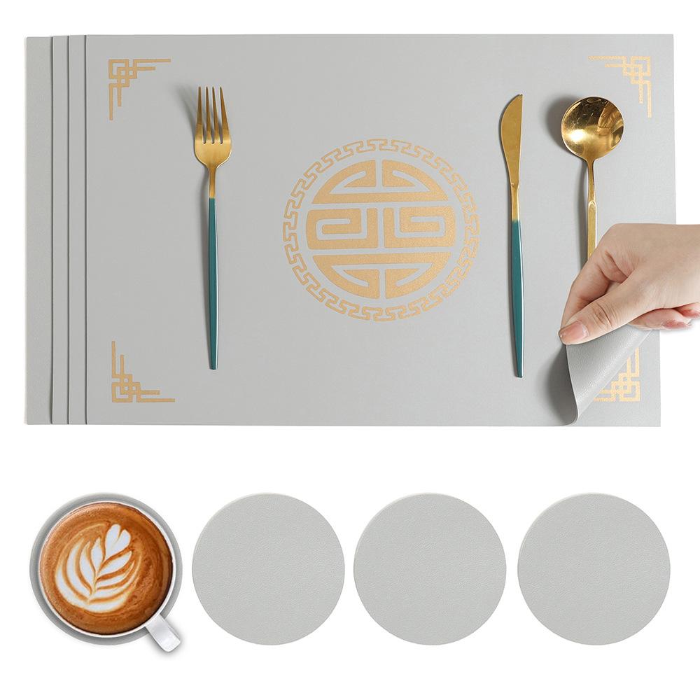 New Chinese square placemat Western dining mat Chinese restaurant placemat tableware coaster PVC material Children's anti-scalding
