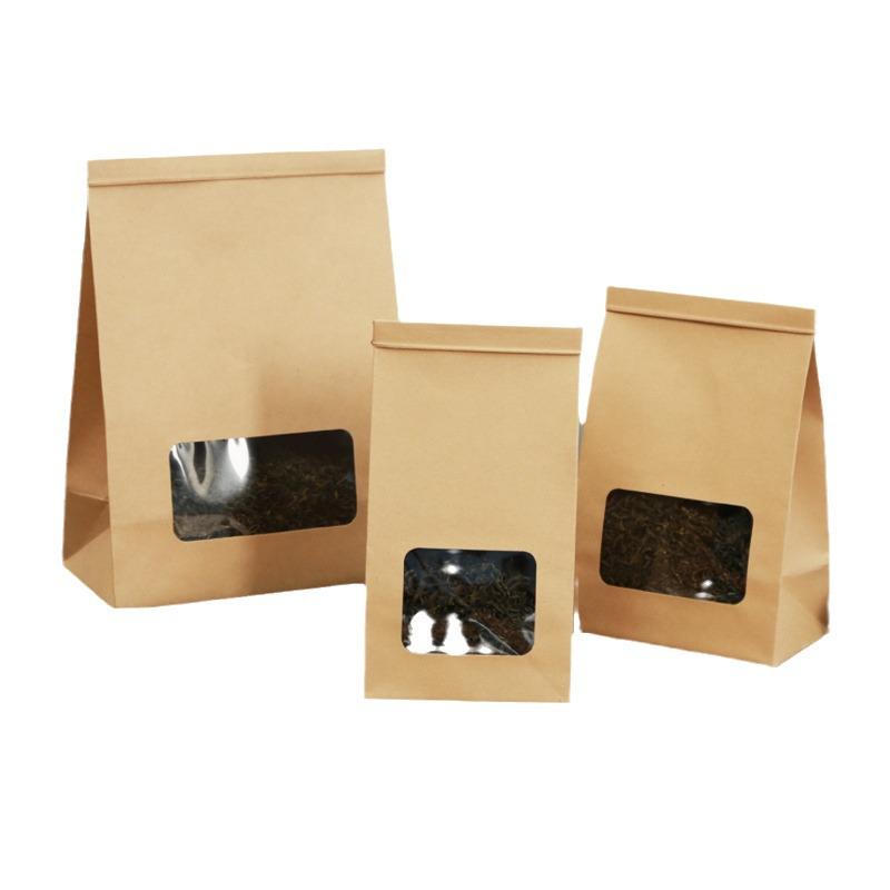 Custom Kraft Paper Tea Bag with Transparent Window and Self-Sealing Aluminum Foil Wire Seal