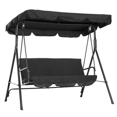 Double Personnes Extérieur Jardin Imperméable Balançoire Housse Pare-soleil Auvent Tissu d'ombrage 142x120x18cm Noir