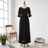 Elegantes Polyester-Halbarm-Netz-Rundhals-Kleid für Büro und Freizeit