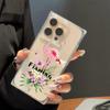 Clear Square Back Tube Case Protection For iPhone 14 Pro Max 11 15 Plus 12 16 ProMax 13 Anti-Oxygen,Aesthetic Flamingos Pattern Casing