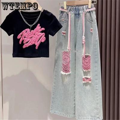 Conjunto para Niñas Ropa de Verano Ropa para Niños Camisetas de Verano Ropa para Niñas Vaqueros Modernos y Elegantes