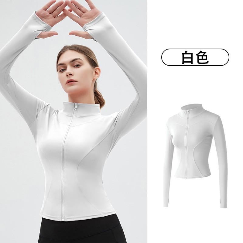 Womens Slim Fit Quick-Dry Yoga Jacket Long Sleeve Running Sport Top Tight Fitness Outerwear