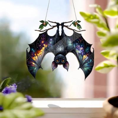 Halloween Bat Acrylic Window Hanging Gothic Bat Hanging Ornament Bat Hanger Pendant Spooky Bat Decor Home Car Ornament