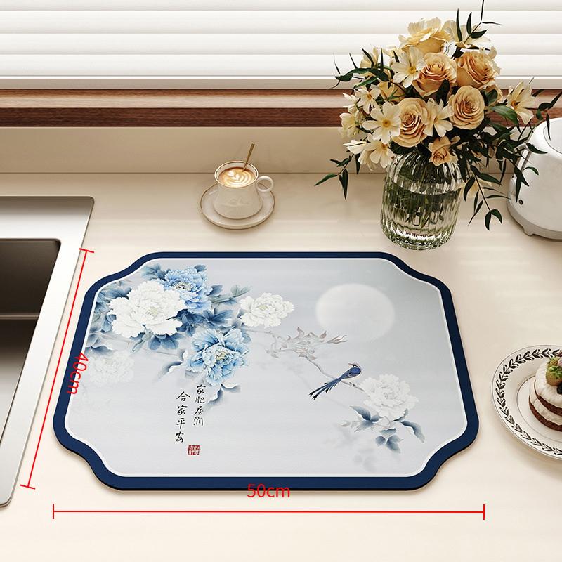 Coffee Machine Household Absorbent Mat Soft Diatomaceous Mud Kitchen Non-slip Mat Tableware Dry No-wash Kitchen Drain Mat+