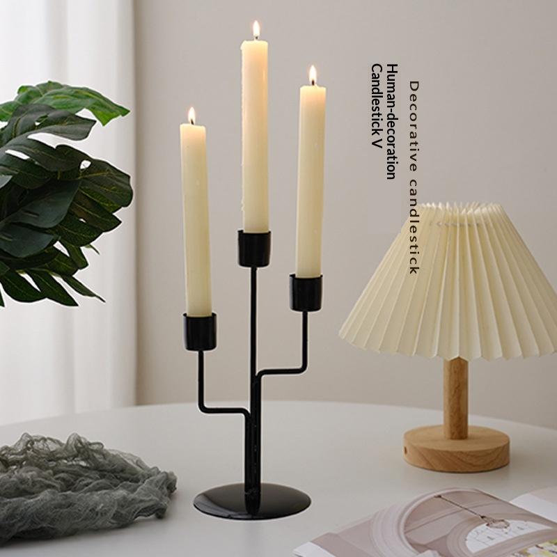 2026 Hot Metal Style Candle Holders Simple Golden Wedding Decoration Bar Party Living Room Home Decor Candlestick Tabletop Decor