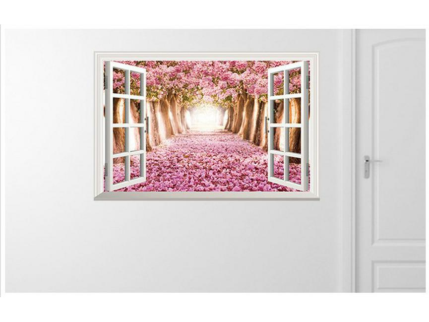 

3D-наклейки на стену с имитацией окна: Океан, лаванда, подсолнухи, декоративные наклейки с пейзажами