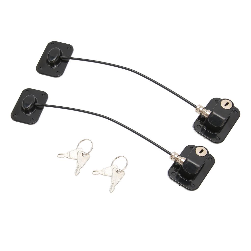 2Pcs Refrigerator Lock 4 Keys Plastic Stainless Steel Easy Mounting Freezer Lock for Cabinet Window Door