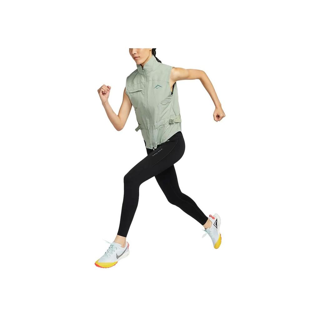 Nike Letter Print Stand Collar Zip Vest Women Vests Light-Green FV6399-370