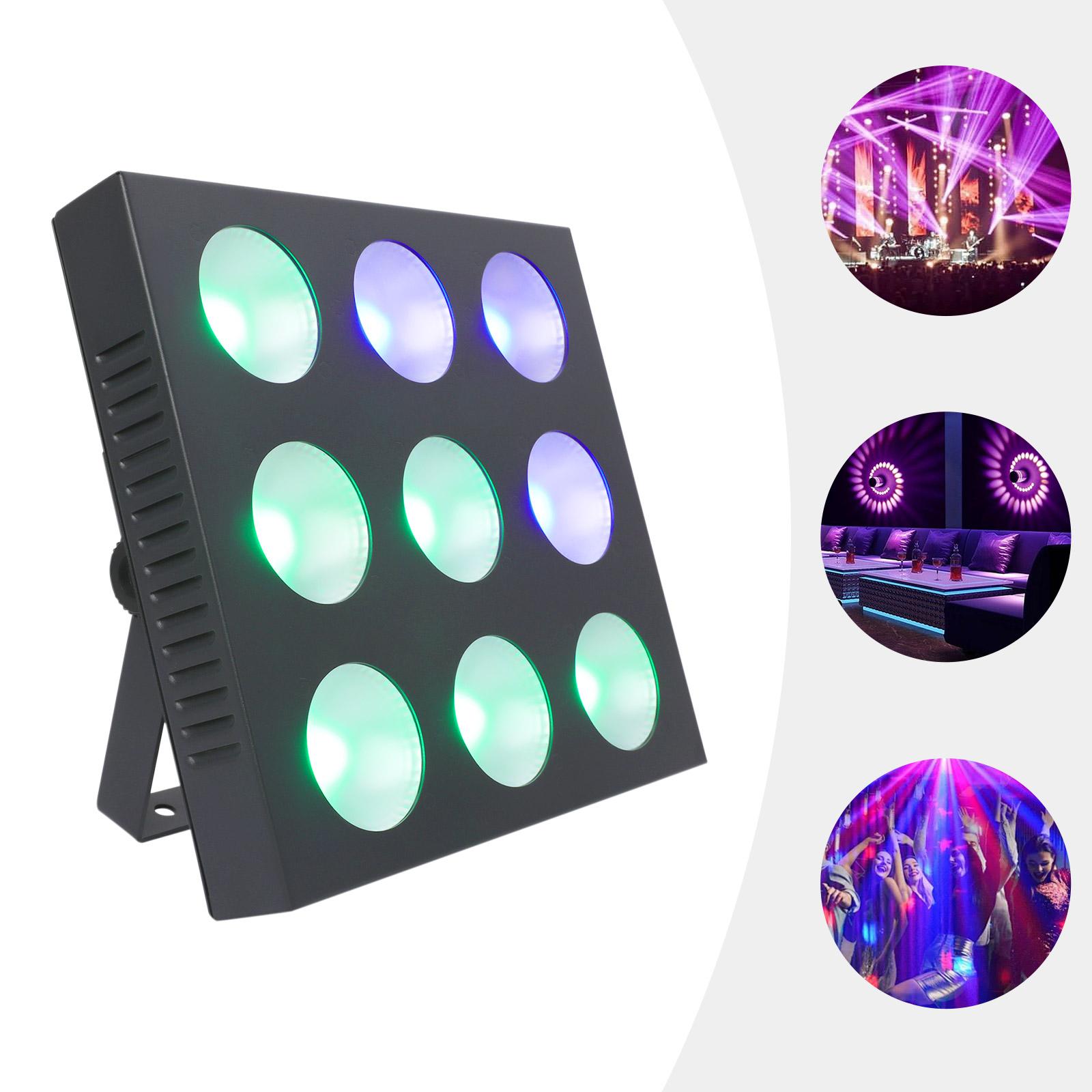 

Aluminum Alloy Rectangular Stage Light,Black 9 *12W RGBW LEDs Lights Self-propelled for Weddings,Birthday Parties чорний