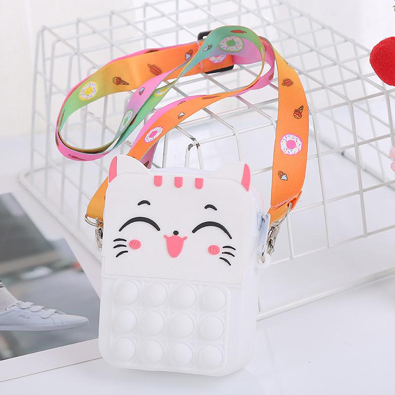 Neue Mädchen Blase Handtasche Prinzessin Geldbörse Weiche Silikon Umhängetasche Kinder Nette Katze Cartoon Rucksack Stressabbau Spielzeug Schulter Tasche