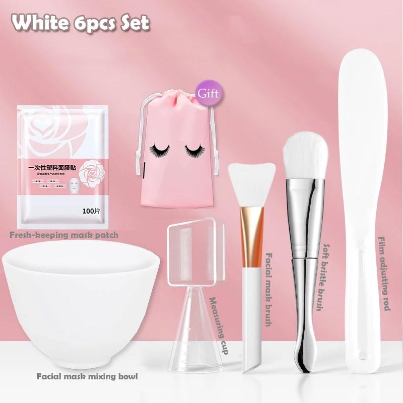 Silicone Face Mask Mixing Bowl Set Mixing Stick Spa Tool Beauty Salon Bowl Spoon Mask Mud Film Brush Silicone Facial Skincare