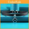 Dunkler Hundekralle Leder Choker Für Frauen Mit Eulen Anhänger Und Stilvollem Design
