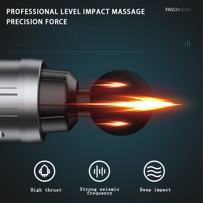 Brushless Motor Fascial Gun Deep Muscle Massager Rechargeable Massage Tool for Relaxing Body Abdominal Back and Leg Muscles