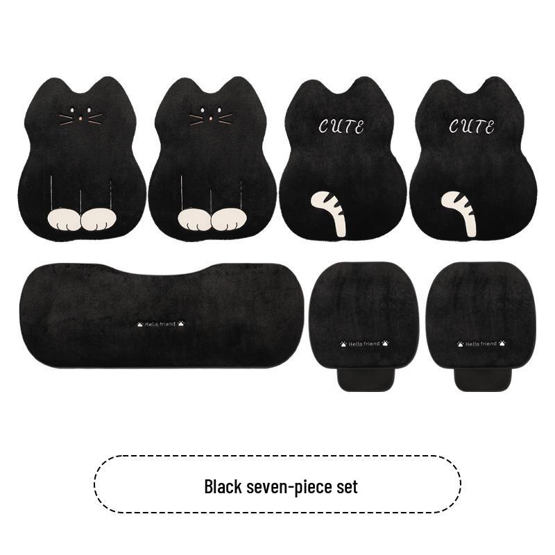 Cartoon Kitten Winter Plush Car Seat Cushion for Honda Civic, Haoying, XRV, Inspire, CRV
