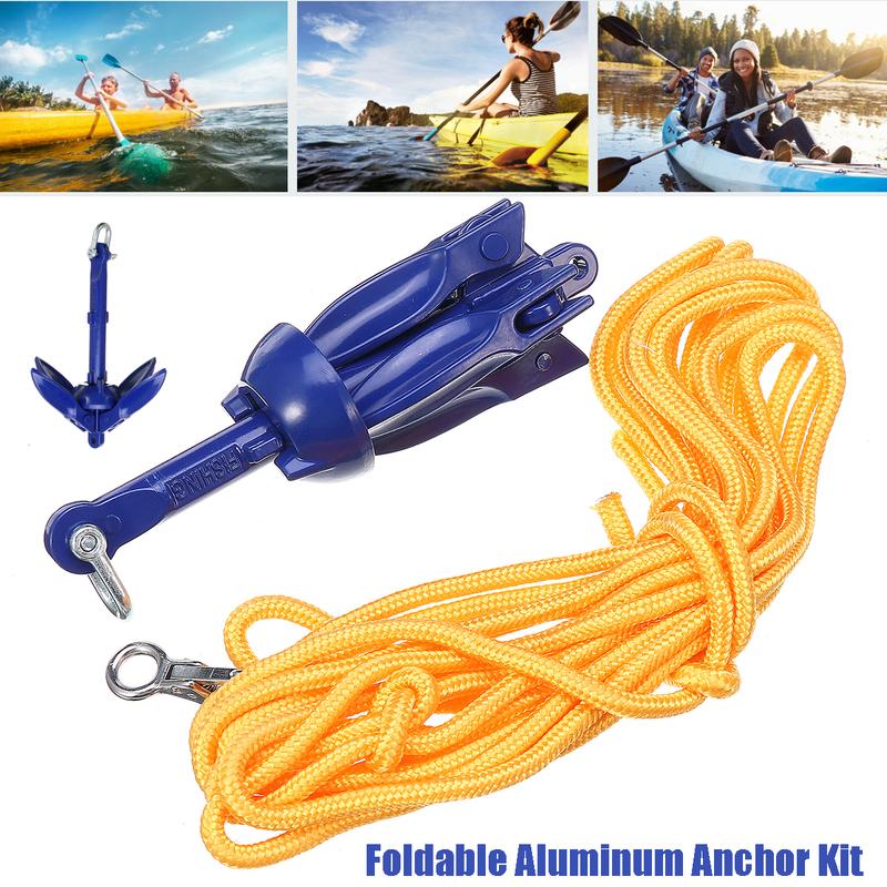 Universal Folding Anchor Kayak Canoe Boat Marine Anchor Aluminum Lightweight Small Watercraft Anchor Accessories