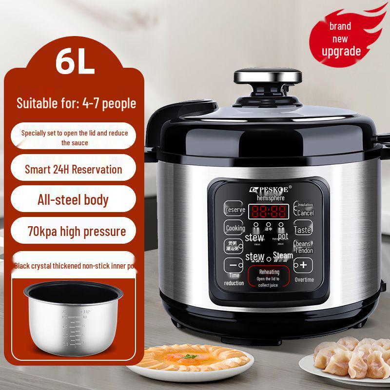 Компактная электрическая скороварка из нержавеющей стали, 2,5 л - 6 л, умная скороварка для риса высокого давления на 1-3 человек.