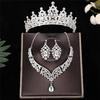 European & American Crown Necklace & Earrings Alloy Jewelry Set for Brides