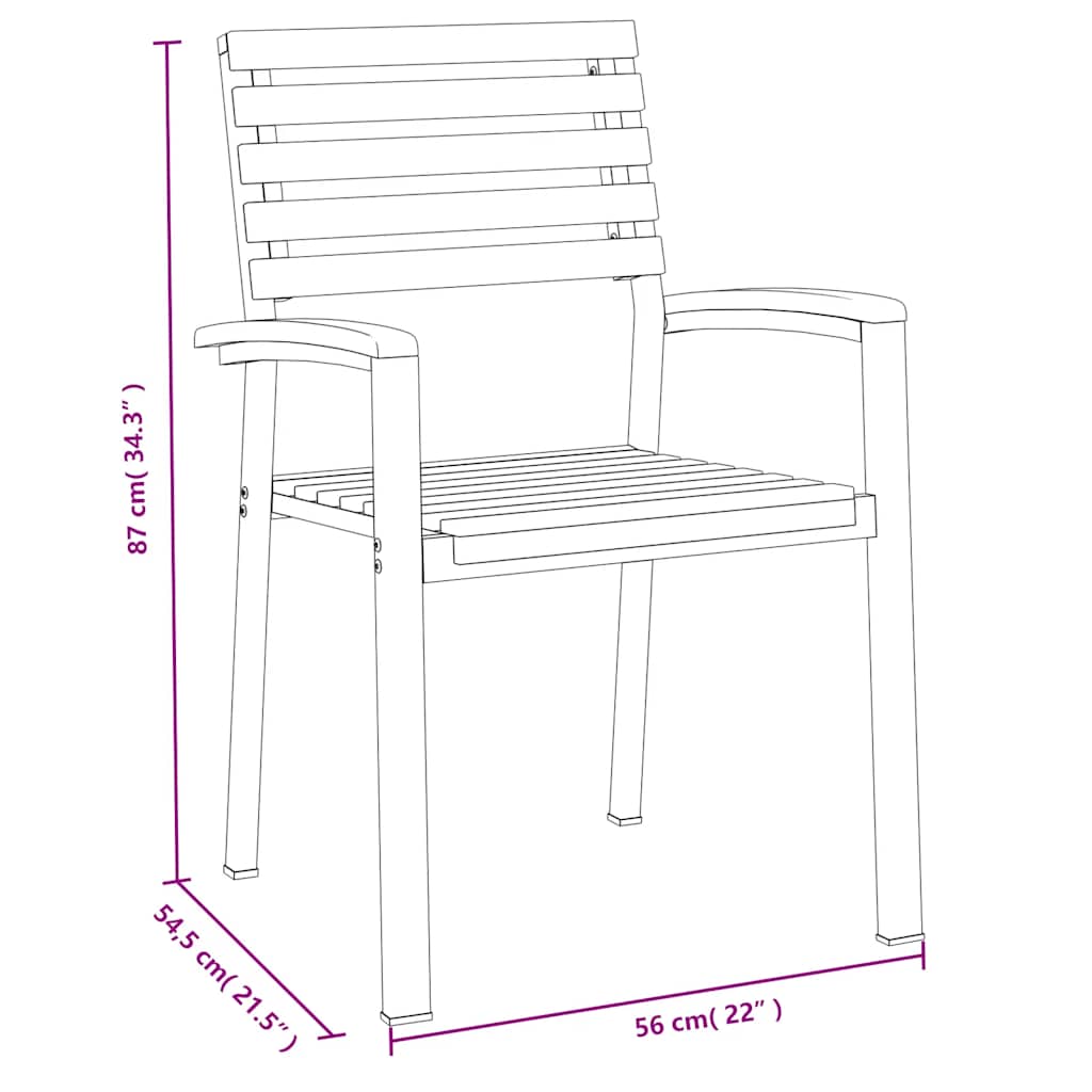 5 Piece Outdoor Dining Set Solid Acacia Wood and Metal