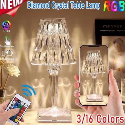 Diamond Table Lamp Acrylic Decoration Desk Lamps for Bedroom Bedside Bar Crystal Lighting Fixtures Gift LED Night Light