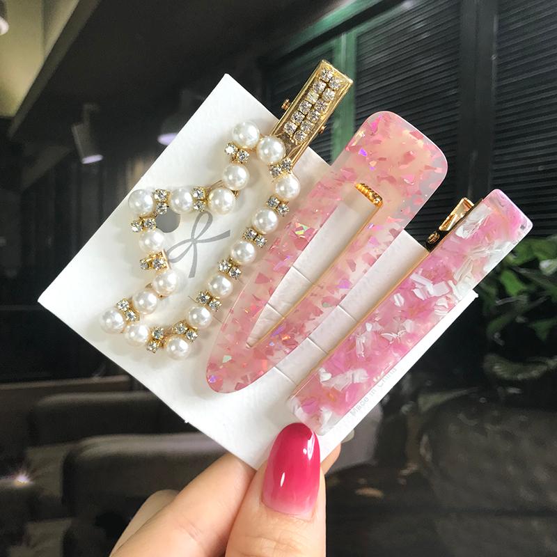 Fashion Hair Pins Side Clip Set Sweet Acrylic Waterdrop Hair Barrettes For Women Girls Korean Geometric Hair Accessories Jewelry