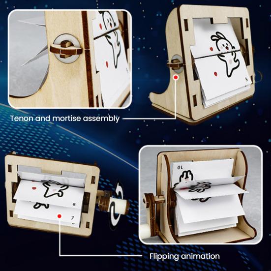 Hand Crank Animation Kit Toddlers Boys Girls Wooden Handmade Animation Machine Educational STEM Science Toy