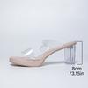 Transparent Heels Chunky Shoes Women's Shoes Height Increase 8cm Outdoor Seaside Sandals