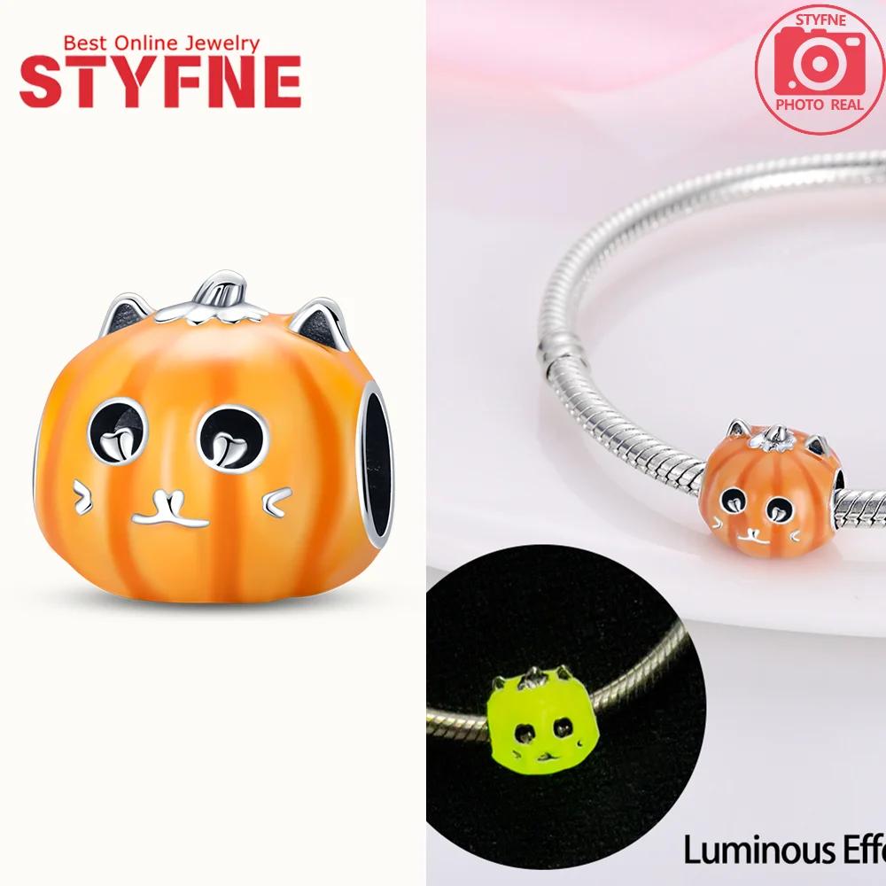Copper Charms Original Luminous Pumpkin Beads Fit Bracelet Jewelry Diy Lady'S Gift Accessory