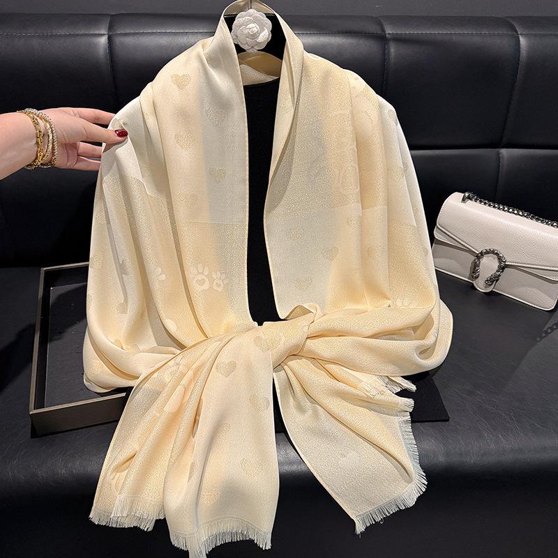 New Spring Emulated Silk Fashion Versatile Scarf Long Shawl for Women Love Simple Versatile Scarf for Women Tiansi Cotton