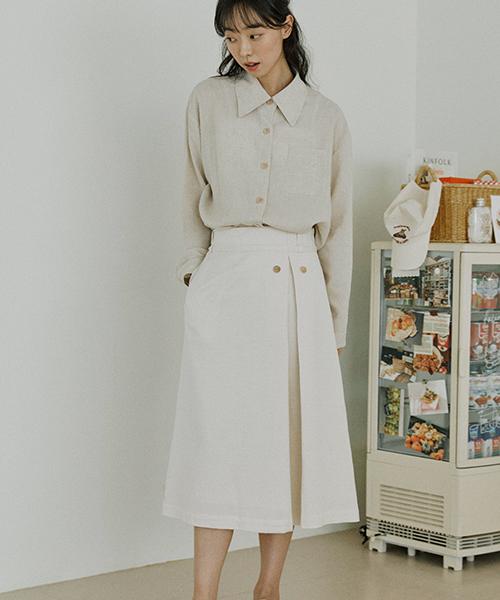 Mallen Button Skirt (Natural)