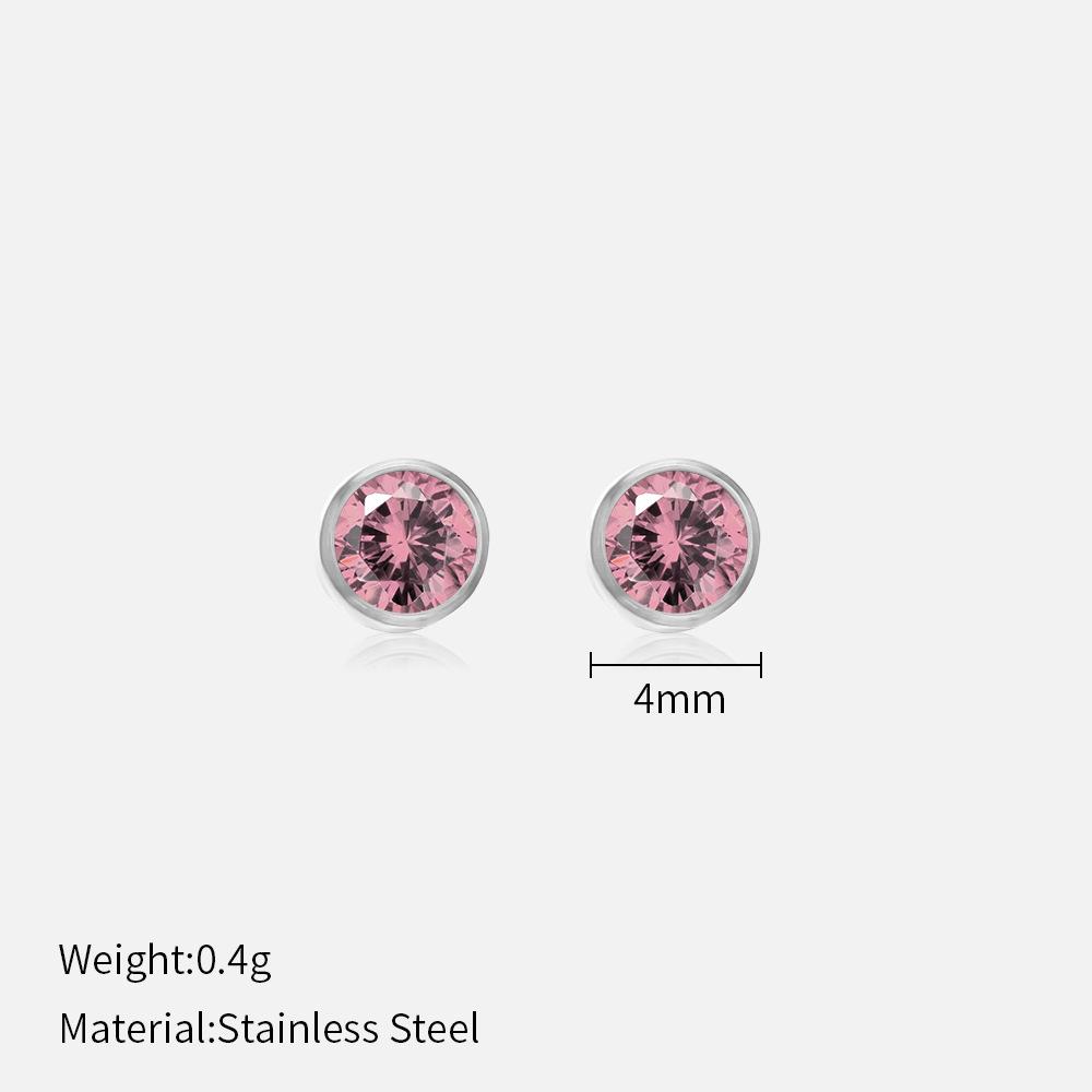Simple Crystal Stud Earrings Fashion Women December Birthstone Colorful Diamond Earrings for Girls Gift