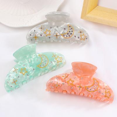 1pc Dreamy Pentagram Sky Large Diamond Studded Hair Clip with Fine Sparkling Star Acrylic Sheet Clip Jewelry Clip for Women